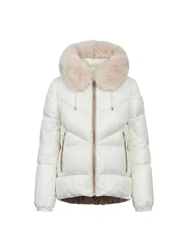 Gorski Women's Apres-Ski Parka with Detachable Merinillo Shearling Lamb Hood Trim - Ivory Iceberg - Size XL | Thumbnail 1 Gorski Women's Apres-Ski Parka with Detachable Merinillo Shearling Lamb Hood Trim - Ivory Iceberg - Size XL | Thumbnail 1