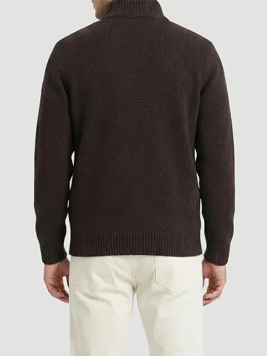 Gorski Men's Knit Jacket with Detachable Select Shearling Lamb Collar - Brown | Thumbnail 5 Gorski Men's Knit Jacket with Detachable Select Shearling Lamb Collar - Brown | Thumbnail 5