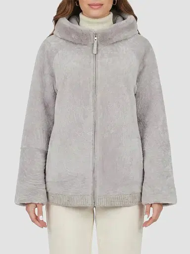 Gorski Women's Textured Shearling Lamb Coat with Hood - Beige - Size Large | Thumbnail 3 Gorski Women's Textured Shearling Lamb Coat with Hood - Beige - Size Large | Thumbnail 3