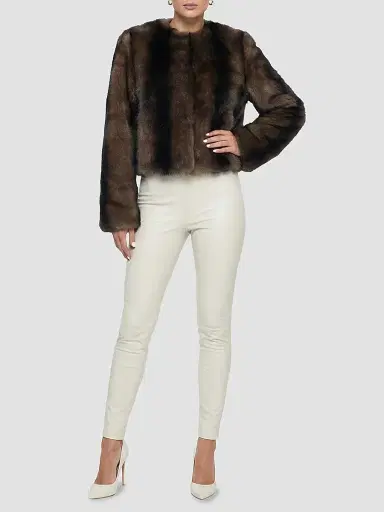 Gorski Women's Toscana Shearling Lamb Collarless Coat - Brown - Size XL | Thumbnail 2 Gorski Women's Toscana Shearling Lamb Collarless Coat - Brown - Size XL | Thumbnail 2