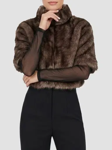 Gorski Women's Select Shearling Lamb Bolero Coat - Brown - Size XL | Thumbnail 3 Gorski Women's Select Shearling Lamb Bolero Coat - Brown - Size XL | Thumbnail 3