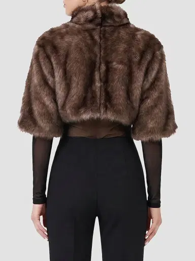 Gorski Women's Select Shearling Lamb Bolero Coat - Brown - Size XL | Thumbnail 5 Gorski Women's Select Shearling Lamb Bolero Coat - Brown - Size XL | Thumbnail 5