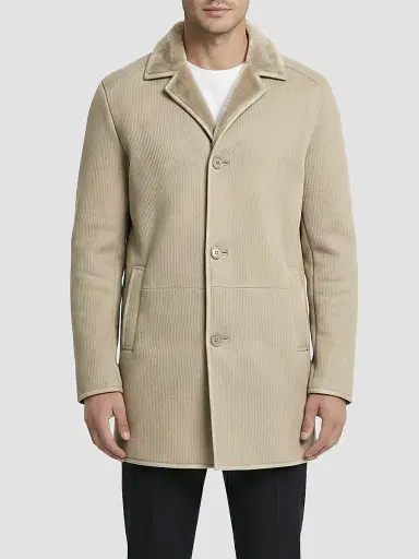 Gorski Men's Embossed Merino Shearling Lamb Stroller Coat - Latte | Thumbnail 3 Gorski Men's Embossed Merino Shearling Lamb Stroller Coat - Latte | Thumbnail 3