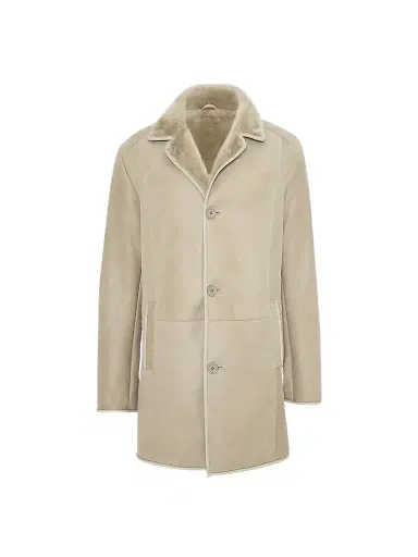 Gorski Men's Embossed Merino Shearling Lamb Stroller Coat - Latte | Thumbnail 1 Gorski Men's Embossed Merino Shearling Lamb Stroller Coat - Latte | Thumbnail 1