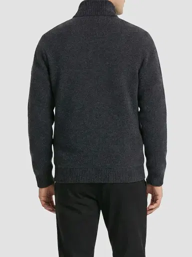 Gorski Men's Knit Jacket with Detachable Select Shearling Lamb Collar - Gray | Thumbnail 5 Gorski Men's Knit Jacket with Detachable Select Shearling Lamb Collar - Gray | Thumbnail 5