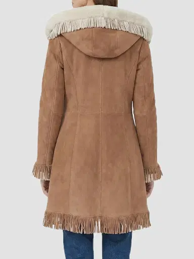 Gorski Women's Merino Shearling Lamb Parka with Fringes, Suede Finish - Chestnut White | Thumbnail 5 Gorski Women's Merino Shearling Lamb Parka with Fringes, Suede Finish - Chestnut White | Thumbnail 5