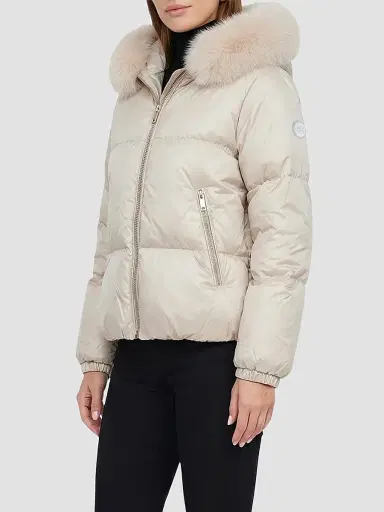 Gorski Women's Apres-Ski Parka with Detachable Merinillo Lamb Hood Trim - Beige Iceberg - Size XL | Thumbnail 4 Gorski Women's Apres-Ski Parka with Detachable Merinillo Lamb Hood Trim - Beige Iceberg - Size XL | Thumbnail 4