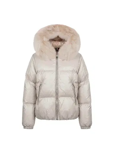 Gorski Women's Apres-Ski Parka with Detachable Merinillo Lamb Hood Trim - Beige Iceberg - Size XL | Thumbnail 1 Gorski Women's Apres-Ski Parka with Detachable Merinillo Lamb Hood Trim - Beige Iceberg - Size XL | Thumbnail 1