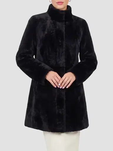 Gorski Women's Merino Lamb Stroller Coat - Black - Size XL | Thumbnail 3 Gorski Women's Merino Lamb Stroller Coat - Black - Size XL | Thumbnail 3