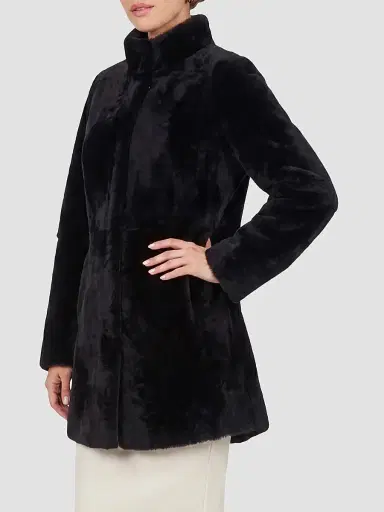 Gorski Women's Merino Lamb Stroller Coat - Black - Size XL | Thumbnail 4 Gorski Women's Merino Lamb Stroller Coat - Black - Size XL | Thumbnail 4