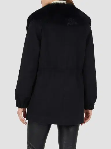 Gorski Women's Zip Coat with Detachable Lamb Collar - Black | Thumbnail 5 Gorski Women's Zip Coat with Detachable Lamb Collar - Black | Thumbnail 5