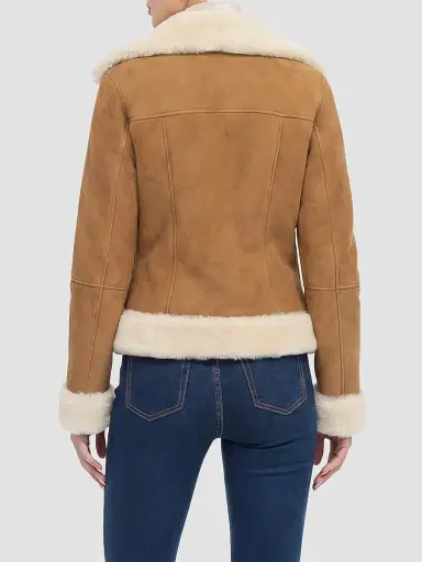 Gorski Women's Merino Lamb Moto Zip Jacket - Whiskey Beige | Thumbnail 5 Gorski Women's Merino Lamb Moto Zip Jacket - Whiskey Beige | Thumbnail 5
