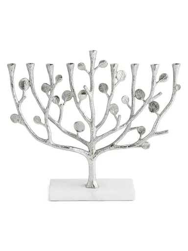 Michael Aram Botanical Leaf Menorah - Silver | Thumbnail 1 Michael Aram Botanical Leaf Menorah - Silver | Thumbnail 1