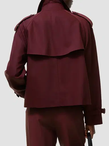 Burberry Women's Mayfair Wool Cropped Trench Jacket - Vineyard Red | Thumbnail 3 Burberry Women's Mayfair Wool Cropped Trench Jacket - Vineyard Red | Thumbnail 3