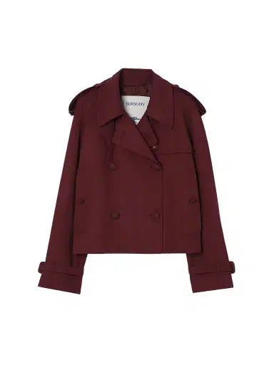 Burberry Women's Mayfair Wool Cropped Trench Jacket - Vineyard Red | Thumbnail 1 Burberry Women's Mayfair Wool Cropped Trench Jacket - Vineyard Red | Thumbnail 1