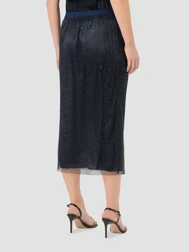 Marina Rinaldi Women's Rhinestone Adorned Mesh Jersey Skirt - Midnight Blue | Thumbnail 4 Marina Rinaldi Women's Rhinestone Adorned Mesh Jersey Skirt - Midnight Blue | Thumbnail 4