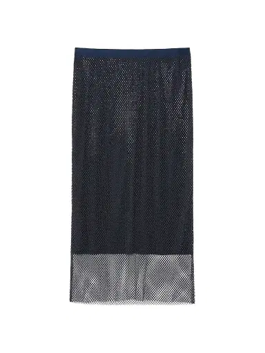 Marina Rinaldi Women's Rhinestone Adorned Mesh Jersey Skirt - Midnight Blue | Thumbnail 1 Marina Rinaldi Women's Rhinestone Adorned Mesh Jersey Skirt - Midnight Blue | Thumbnail 1