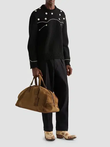 Prada Men's Suede Duffle Bag - Brown | Thumbnail 2 Prada Men's Suede Duffle Bag - Brown | Thumbnail 2