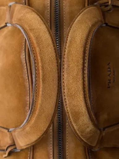 Prada Men's Suede Duffle Bag - Brown | Thumbnail 7 Prada Men's Suede Duffle Bag - Brown | Thumbnail 7