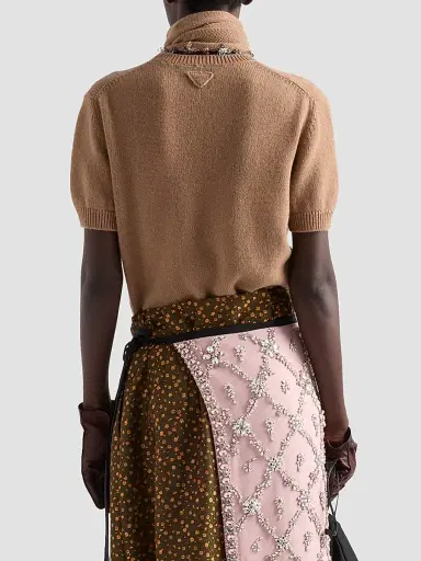 Prada Women's Short-Sleeved Cashmere Sweater - Brown | Thumbnail 5 Prada Women's Short-Sleeved Cashmere Sweater - Brown | Thumbnail 5