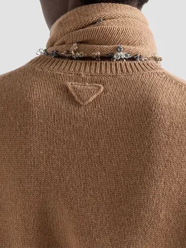 Prada Women's Short-Sleeved Cashmere Sweater - Brown | Thumbnail 6 Prada Women's Short-Sleeved Cashmere Sweater - Brown | Thumbnail 6