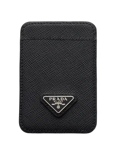 Prada Men's Saffiano Leather Card Holder - Black | Thumbnail 1 Prada Men's Saffiano Leather Card Holder - Black | Thumbnail 1