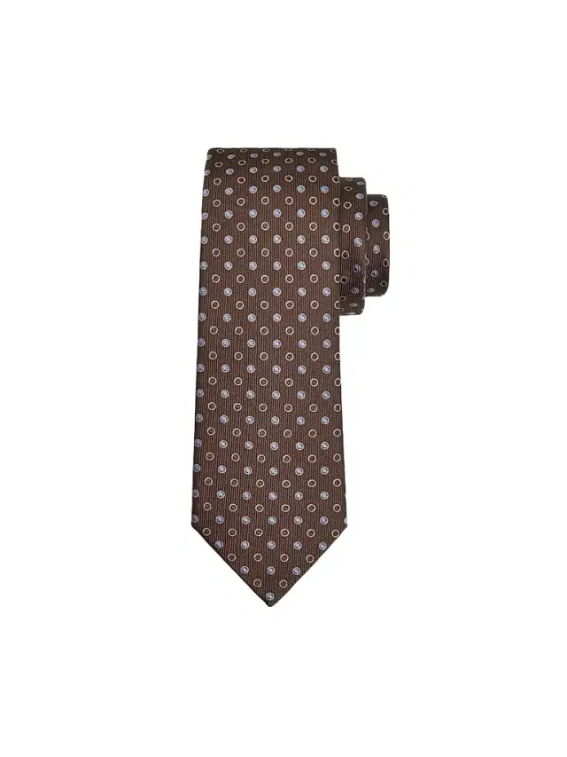 Men's Mixed Filled Dots Silk Tie - Brown Fancy Men's Mixed Filled Dots Silk Tie - Brown Fancy