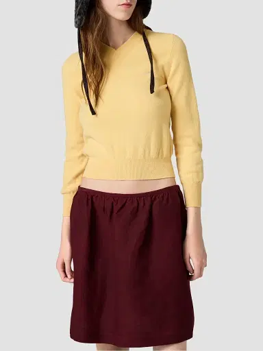 Miu Miu Women's V-Neck Wool Cardigan - Yellow | Thumbnail 4 Miu Miu Women's V-Neck Wool Cardigan - Yellow | Thumbnail 4