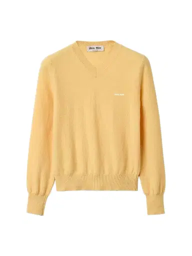 Miu Miu Women's V-Neck Wool Cardigan - Yellow | Thumbnail 1 Miu Miu Women's V-Neck Wool Cardigan - Yellow | Thumbnail 1