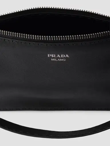 Prada Men's Antiqued Leather Pouch - Black | Thumbnail 5 Prada Men's Antiqued Leather Pouch - Black | Thumbnail 5