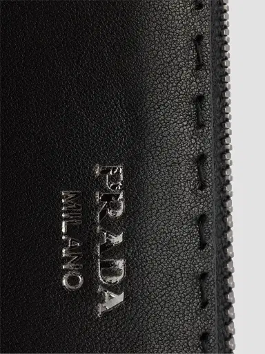 Prada Men's Antiqued Leather Pouch - Black | Thumbnail 6 Prada Men's Antiqued Leather Pouch - Black | Thumbnail 6