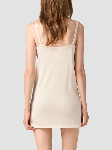 Miu Miu Women's Silk Mini-Dress - Beige | Thumbnail 4 Miu Miu Women's Silk Mini-Dress - Beige | Thumbnail 4