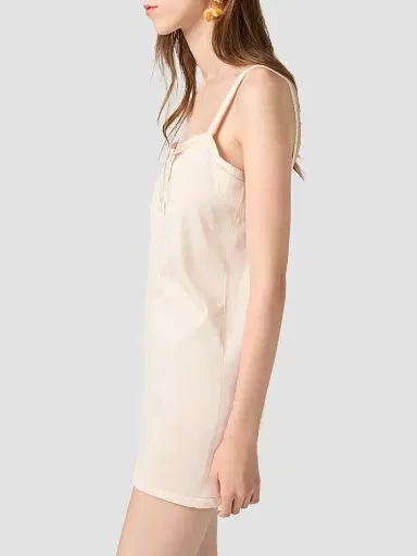 Miu Miu Women's Silk Mini-Dress - Beige | Thumbnail 5 Miu Miu Women's Silk Mini-Dress - Beige | Thumbnail 5