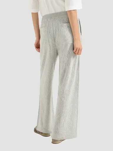 Brunello Cucinelli Women's Lace Flowers Jersey Track Trousers - Light Grey - Size Large | Thumbnail 3 Brunello Cucinelli Women's Lace Flowers Jersey Track Trousers - Light Grey - Size Large | Thumbnail 3