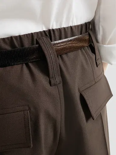 Brunello Cucinelli Women's Tropical Luxury Wool Formal Shorts with Monili - Coffee | Thumbnail 6 Brunello Cucinelli Women's Tropical Luxury Wool Formal Shorts with Monili - Coffee | Thumbnail 6