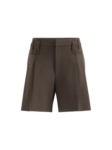 Brunello Cucinelli Women's Tropical Luxury Wool Formal Shorts with Monili - Coffee | Thumbnail 1 Brunello Cucinelli Women's Tropical Luxury Wool Formal Shorts with Monili - Coffee | Thumbnail 1