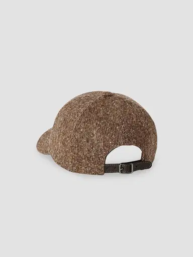 Brunello Cucinelli Women's Virgin Wool Donegal Baseball Cap with Shiny Band - Light Brown | Thumbnail 2 Brunello Cucinelli Women's Virgin Wool Donegal Baseball Cap with Shiny Band - Light Brown | Thumbnail 2
