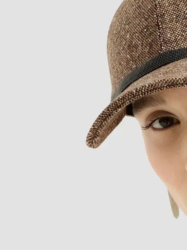 Brunello Cucinelli Women's Virgin Wool Donegal Baseball Cap with Shiny Band - Light Brown | Thumbnail 3 Brunello Cucinelli Women's Virgin Wool Donegal Baseball Cap with Shiny Band - Light Brown | Thumbnail 3