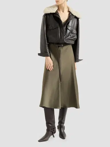 Brunello Cucinelli Women's Satin Cady Flared Dress | Thumbnail 2 Brunello Cucinelli Women's Satin Cady Flared Dress | Thumbnail 2