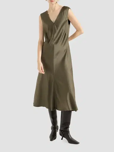 Brunello Cucinelli Women's Satin Cady Flared Dress | Thumbnail 3 Brunello Cucinelli Women's Satin Cady Flared Dress | Thumbnail 3