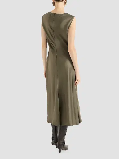Brunello Cucinelli Women's Satin Cady Flared Dress | Thumbnail 4 Brunello Cucinelli Women's Satin Cady Flared Dress | Thumbnail 4