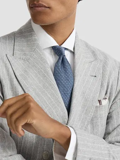 Brunello Cucinelli Men's Silk Tie with Geometric Pattern | Thumbnail 2 Brunello Cucinelli Men's Silk Tie with Geometric Pattern | Thumbnail 2