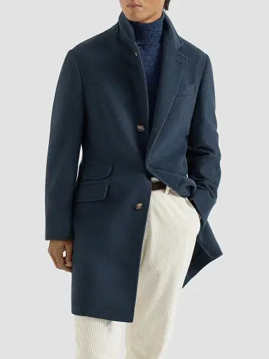 Brunello Cucinelli Men's Lightweight Water-Resistant Cashmere Coat with Double Vents | Thumbnail 3 Brunello Cucinelli Men's Lightweight Water-Resistant Cashmere Coat with Double Vents | Thumbnail 3