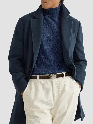 Brunello Cucinelli Men's Lightweight Water-Resistant Cashmere Coat with Double Vents | Thumbnail 5 Brunello Cucinelli Men's Lightweight Water-Resistant Cashmere Coat with Double Vents | Thumbnail 5