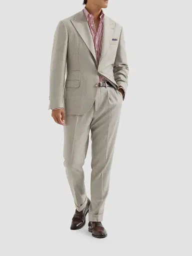 Brunello Cucinelli Men's Striped Poplin Shirt with Button-Down Collar | Thumbnail 2 Brunello Cucinelli Men's Striped Poplin Shirt with Button-Down Collar | Thumbnail 2