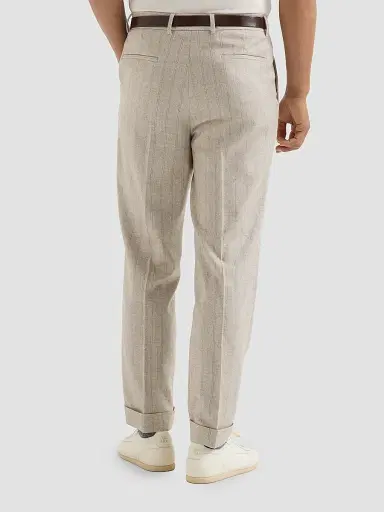 Brunello Cucinelli Men's Striped Cashmere and Silk Diagonal Flannel Trousers | Thumbnail 4 Brunello Cucinelli Men's Striped Cashmere and Silk Diagonal Flannel Trousers | Thumbnail 4