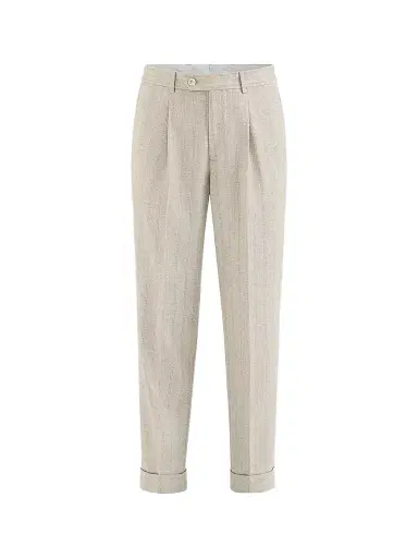Brunello Cucinelli Men's Striped Cashmere and Silk Diagonal Flannel Trousers | Thumbnail 1 Brunello Cucinelli Men's Striped Cashmere and Silk Diagonal Flannel Trousers | Thumbnail 1