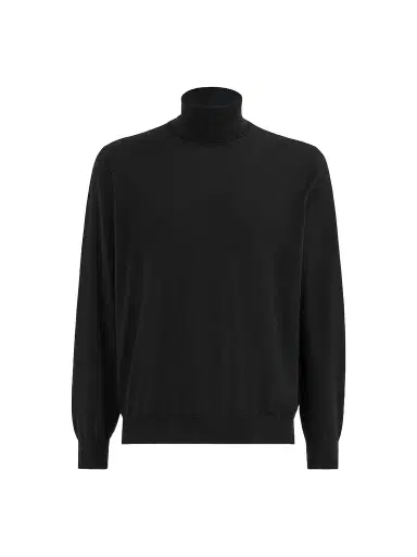 Brunello Cucinelli Men's Cashmere and Silk Lightweight Turtleneck Sweater - Black - Size 48 | Thumbnail 1 Brunello Cucinelli Men's Cashmere and Silk Lightweight Turtleneck Sweater - Black - Size 48 | Thumbnail 1