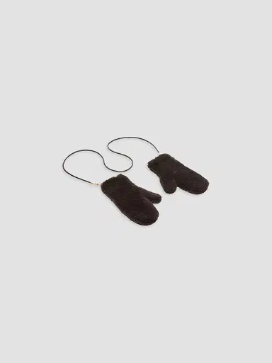 Max Mara Women's Mittens in Alpaca and Wool Teddy Fabric - Brown | Thumbnail 2 Max Mara Women's Mittens in Alpaca and Wool Teddy Fabric - Brown | Thumbnail 2