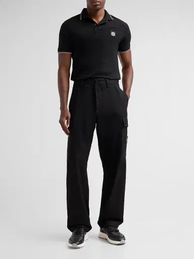 Stone Island Men's Stretch Cotton Pique Polo Shirt - Black | Thumbnail 2 Stone Island Men's Stretch Cotton Pique Polo Shirt - Black | Thumbnail 2